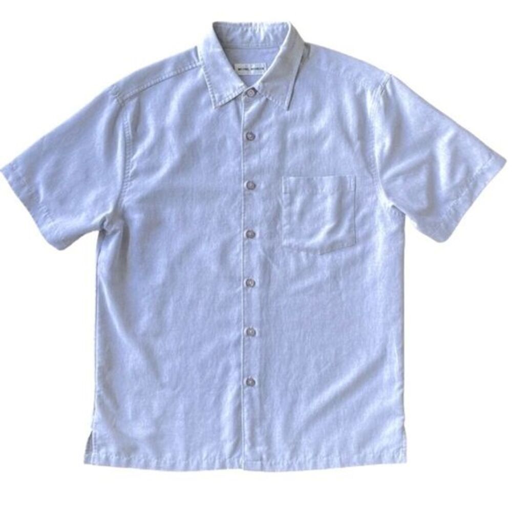 Michael Brandon Light Blue Collared Button Down Polyester Shirt Men’s Size M